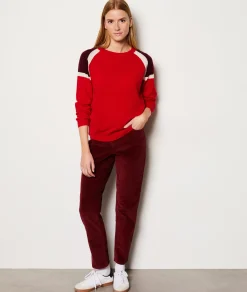 Etam Pull col rond cachemire patch épaules ROUGE Fashion