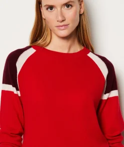 Etam Pull col rond cachemire patch épaules ROUGE Fashion