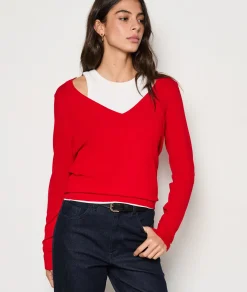 Etam Pull col V ROUGE Fashion