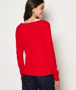 Etam Pull col V ROUGE Fashion
