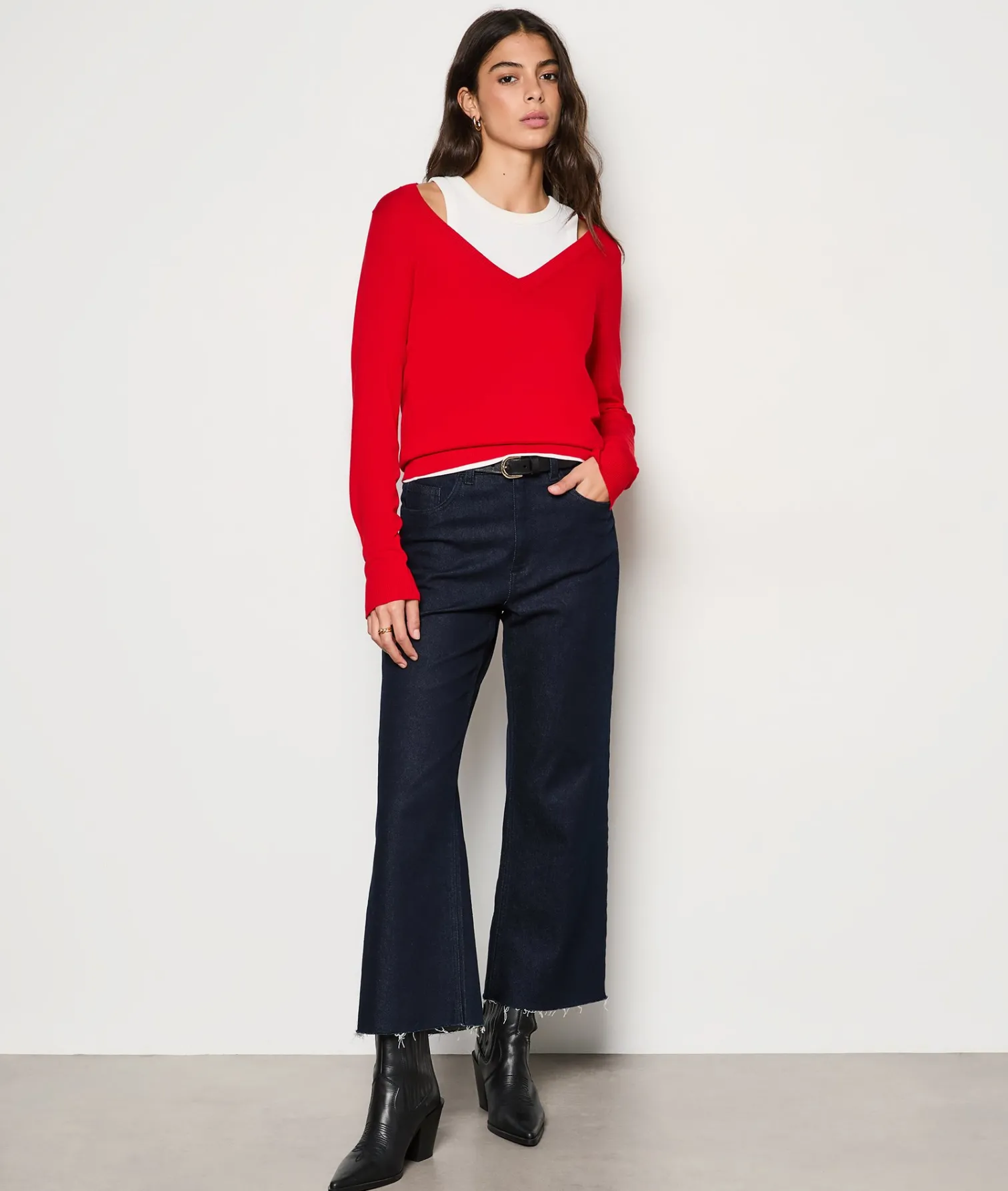 Etam Pull col V ROUGE Fashion