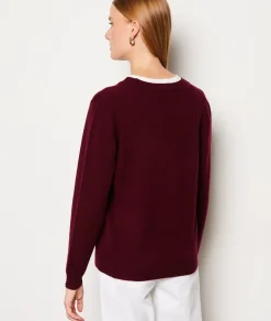 Etam Pull col V 100% cachemire BORDEAUXGRENAT Sale