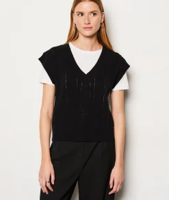 Etam Pull col V sans manches NOIR Cheap