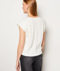 Etam Pull col V sans manches ECRU Best Sale