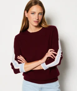 Etam Pull en 100% cachemire avec détails sur les manches BORDEAUXGRENAT Outlet