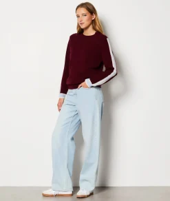 Etam Pull en 100% cachemire avec détails sur les manches BORDEAUXGRENAT Outlet