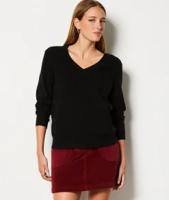 Etam Pull en 100% cachemire col V NOIR Discount