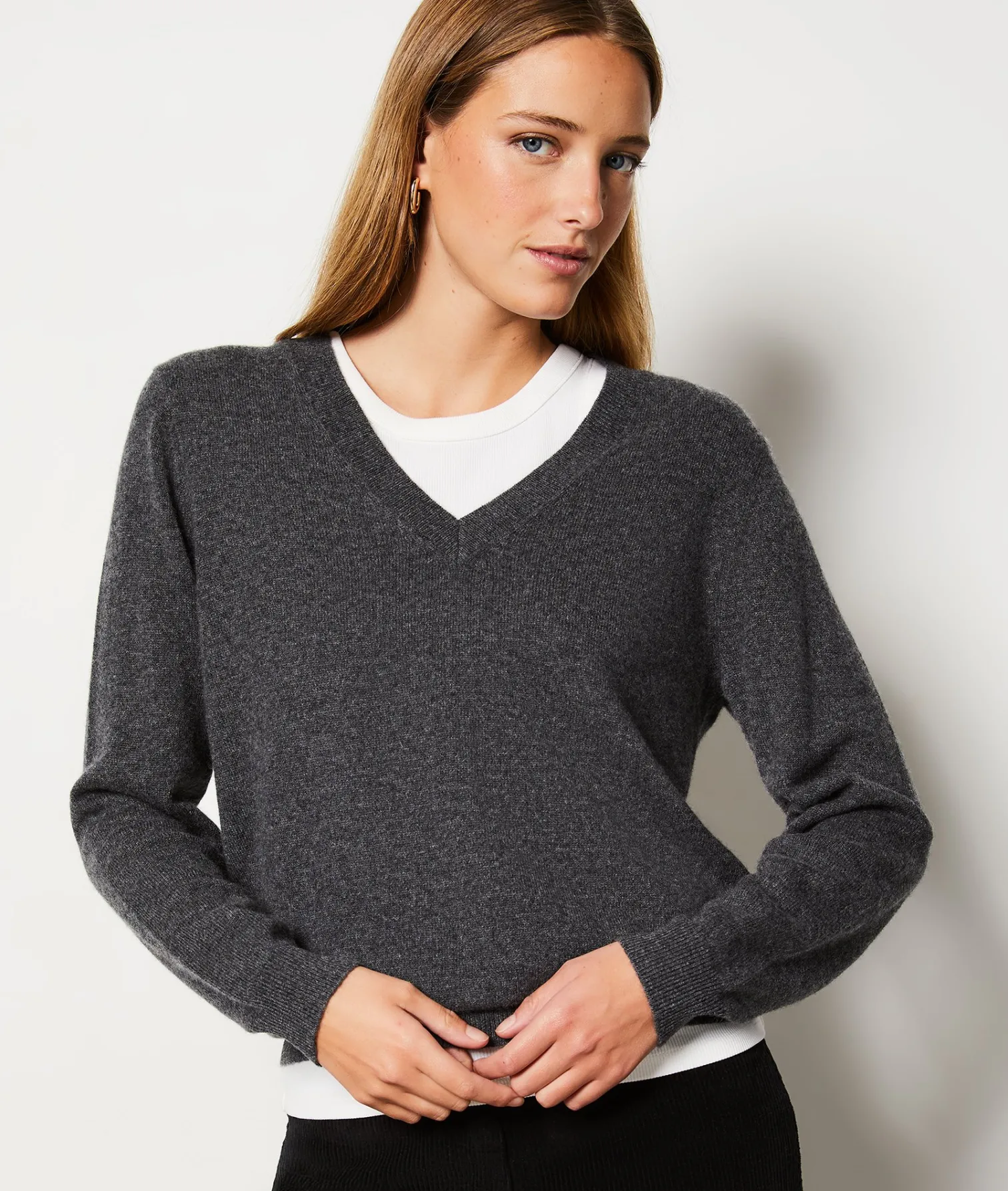 Etam Pull en 100% cachemire col V ANTHRACITE Store