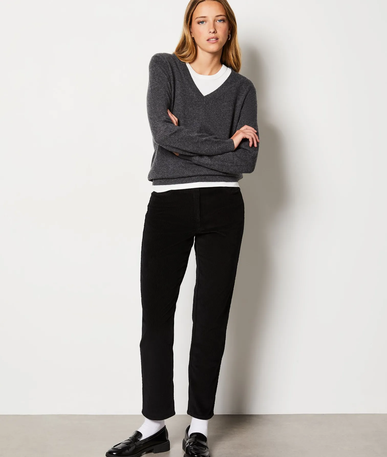 Etam Pull en 100% cachemire col V ANTHRACITE Store