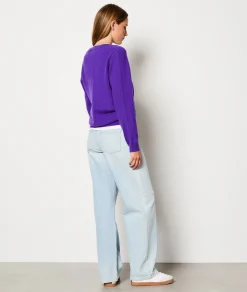 Etam Pull en 100% cachemire col V VIOLET Fashion