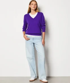 Etam Pull en 100% cachemire col V VIOLET Fashion