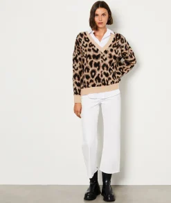 Etam Pull imprimé col V IMPFDTAUPE Outlet