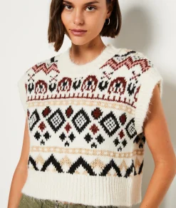 Etam Pull sans manches à motifs ECRU Discount