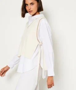 Etam Pull sans manches col V ECRU Cheap