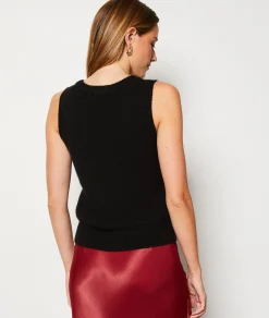 Etam Pull sans manches col V 100% cachemire NOIR Cheap