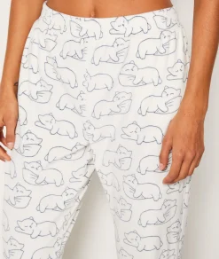 Etam Pyjama Trousers with Cat Patterns ECRU Clearance