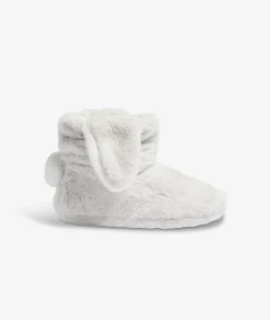 Etam Rabbit Fur Ankle Boot Slippers LIGHTGREY Cheap