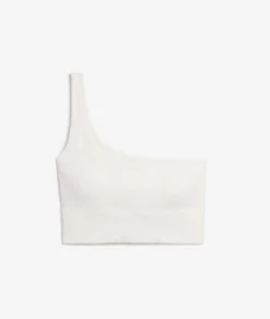 Etam Ribbed Asymmetric Bralette - Light Support WHITE Fashion