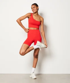 Etam Ribbed Asymmetric Bralette - Light Support RED Best