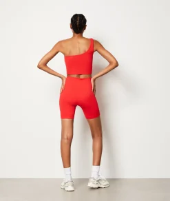 Etam Ribbed Asymmetric Bralette - Light Support RED Best