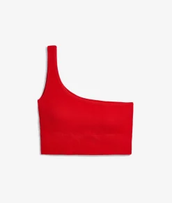 Etam Ribbed Asymmetric Bralette - Light Support RED Best