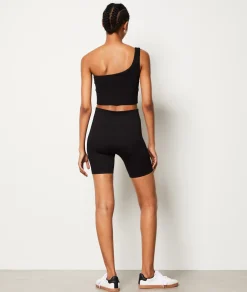 Etam Ribbed Asymmetric Bralette - Light Support BLACK Cheap