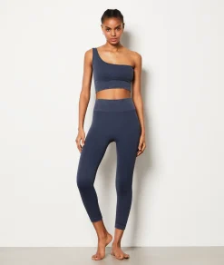 Etam Ribbed Asymmetric Bralette - Light Support BLUE New