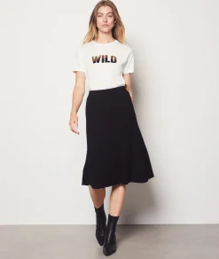 Etam Ribbed Midi Skirt BLACK Best Sale