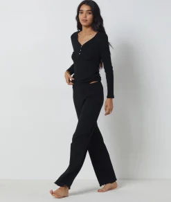 Etam Ribbed Pyjama Bottoms NOIR Shop