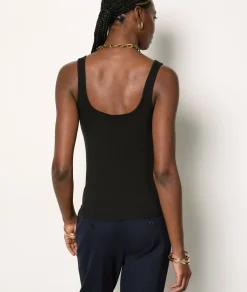 Etam Ribbed Tank Top BLACK Fashion