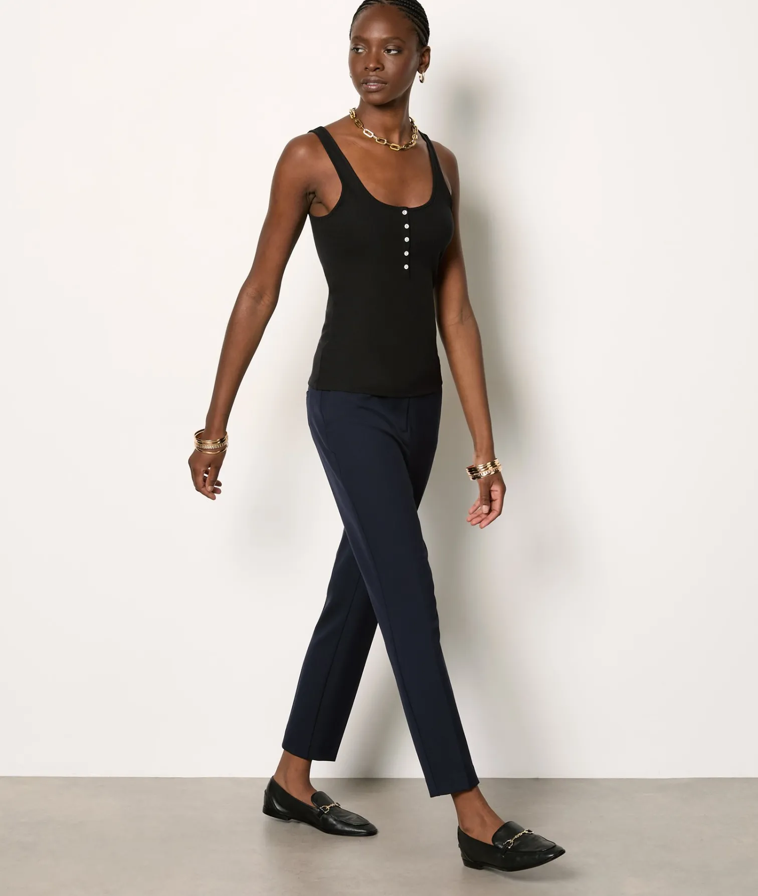 Etam Ribbed Tank Top BLACK Fashion