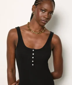Etam Ribbed Tank Top BLACK Fashion