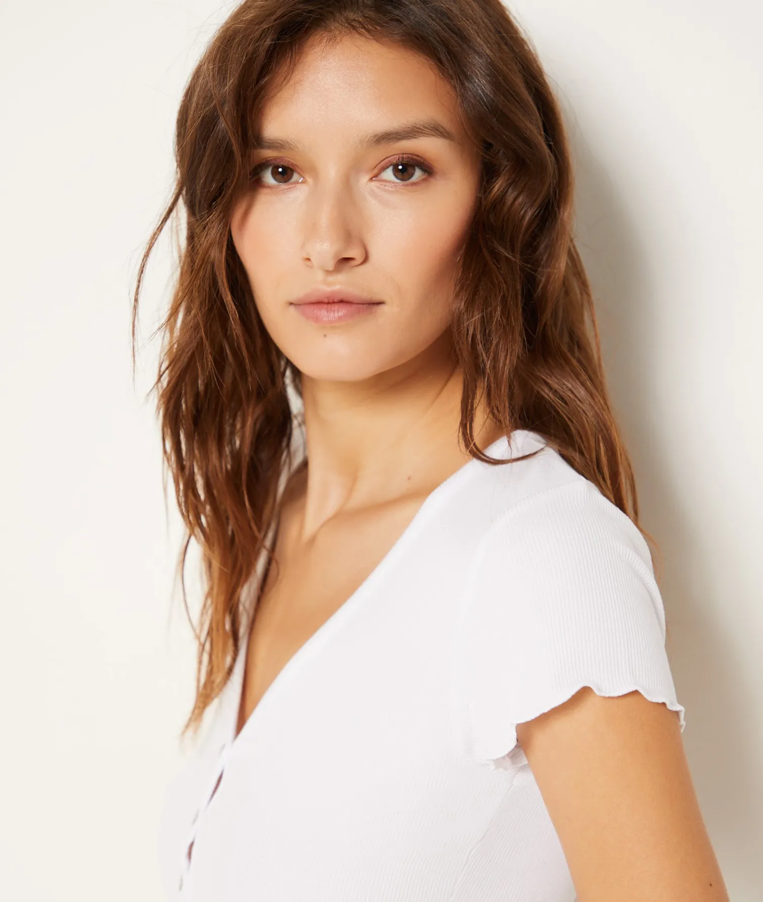 Etam Ribbed T-shirt WHITE Best