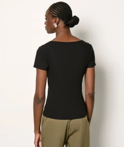 Etam Ribbed T-shirt BLACK Flash Sale