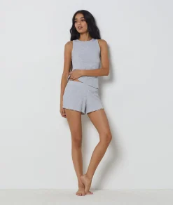 Etam Richelieu Ribbed Knit Tank Top LIGHTGREY Clearance