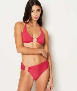 Etam Ring Detail Triangle Bikini Top FUSHIA New