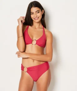 Etam Ring Detail Triangle Bikini Top FUSHIA Store