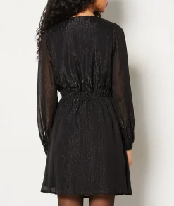 Etam Robe courte col V à paillettes NOIR Sale