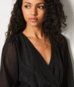 Etam Robe courte col V à paillettes NOIR Sale
