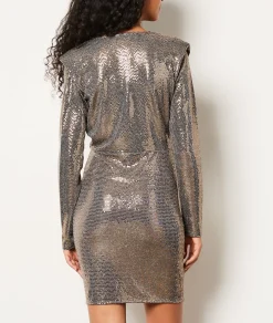Etam Robe courte col V à sequins ARGENT Cheap