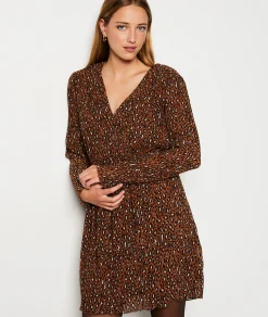Etam Robe courte imprimée léopard IMPFDTAUPE Best Sale