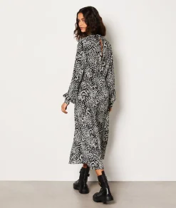 Etam Robe longue à motifs manches 3/4 IMPFDBLANC Flash Sale