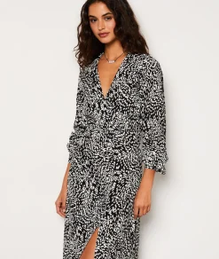 Etam Robe longue à motifs manches 3/4 IMPFDBLANC Flash Sale