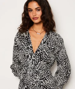 Etam Robe longue à motifs manches 3/4 IMPFDBLANC Flash Sale