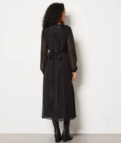 Etam Robe longue à paillettes NOIR Discount