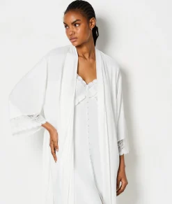 Etam Robe with Lace Details WHITE Fashion