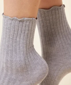 Etam Ruffled Socks LIGHTGREY New