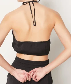 Etam Satin Cropped Camisole BLACK New