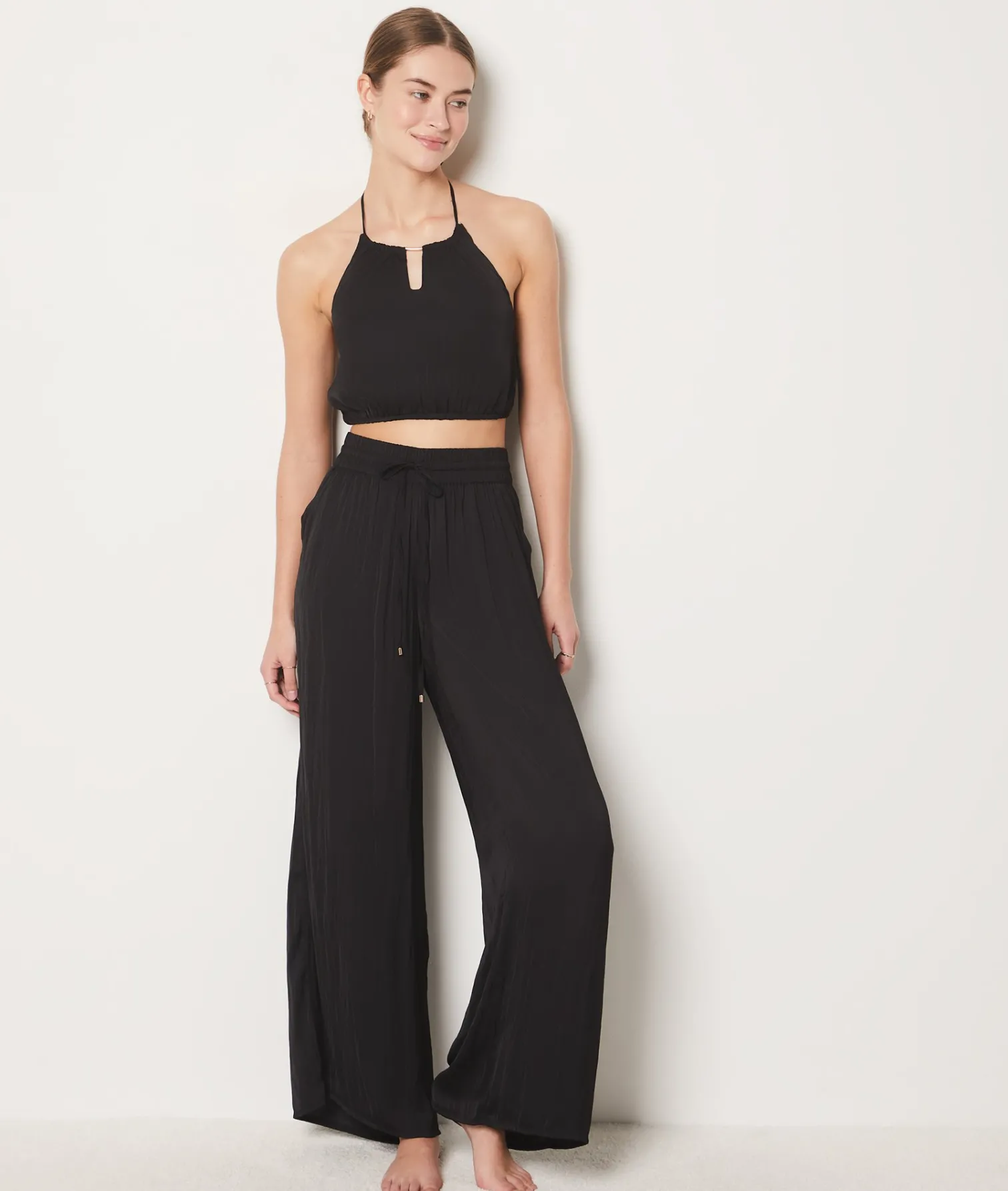 Etam Satin Cropped Camisole BLACK New