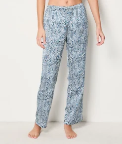 Etam Satin Pyjama Bottoms BLEU Flash Sale